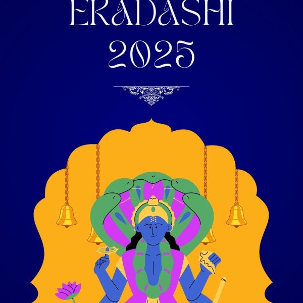 Illustration of Lord Vishnu seated on a lotus for Parsva Ekadashi 2025, symbolizing spiritual awakening during Chaturmas.