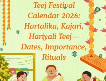 Hindu festival and puja calendar posters with rituals and key dates.
