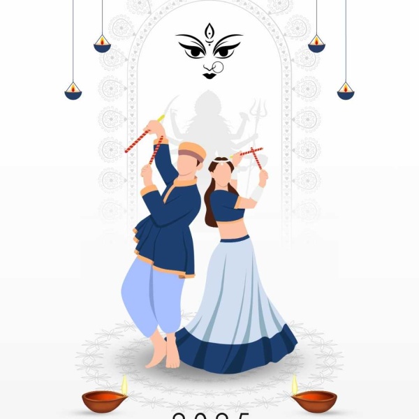 Poster for Sharad Navratri 2025 with devotion, rituals, and fasting guide.