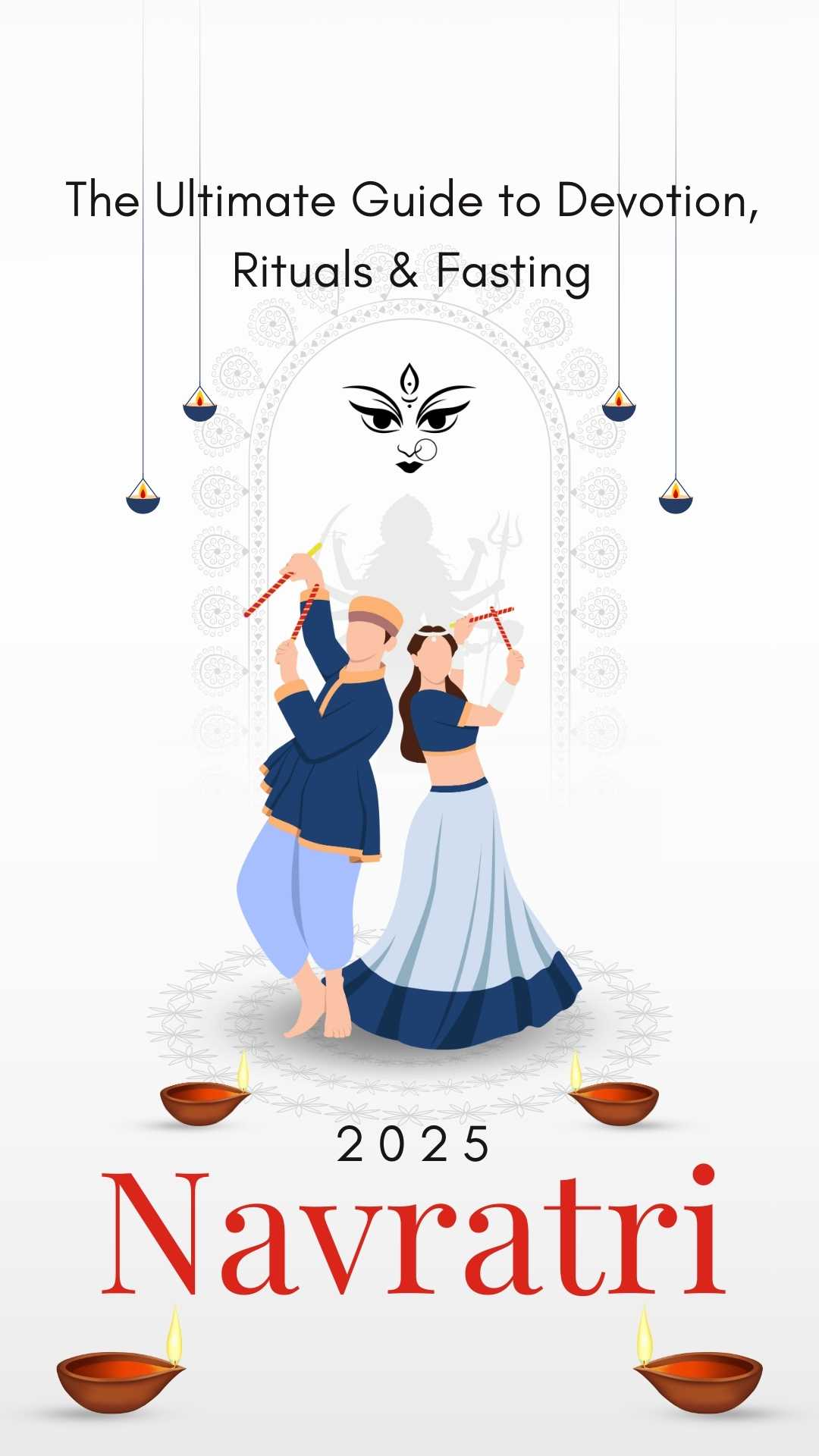 Poster for Sharad Navratri 2025 with devotion, rituals, and fasting guide.